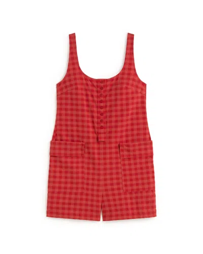 Thinking Mu Women's Maud Red Seersucker Jumpsuit