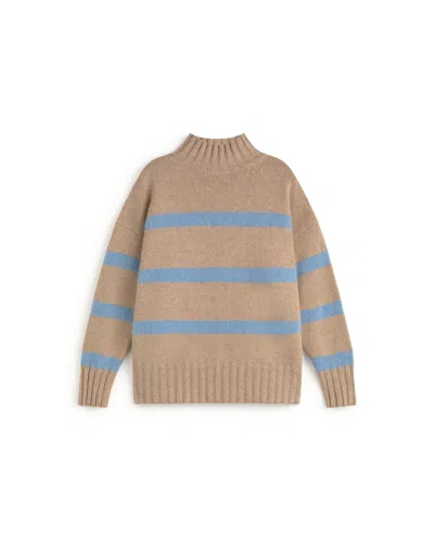 Thinking Mu Women's Neutrals Audre Oversized Striped Wool Sweater In Brown