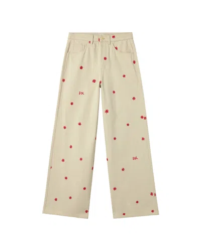 Thinking Mu Women's Neutrals Hedda Chain Sun Ecru Pants In Beige