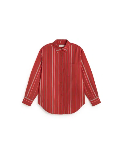 Thinking Mu Women's Odelia Oversized Red Striped Blouse