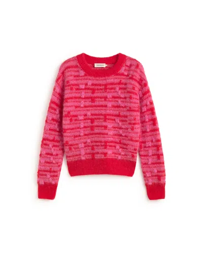 Thinking Mu Women's Pink Candela Textured Wool Sweater In Red
