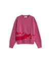 Thinking Mu Women's Pink Textured Knit Wool Petra Sweater In Pink