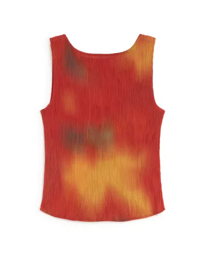 Thinking Mu Women's Pleated Top Red Flowers Dora