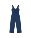 Thinking Mu Women's Blue Seersucker Rafflesia Jumpsuit In Blue
