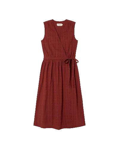 Thinking Mu Women's Red Cuadrito Amapola Crossover Dress