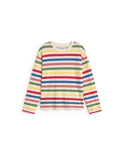 Thinking Mu Women's Red Emily Multicolor Striped Long Sleeve T-shirt