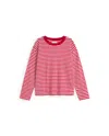 Thinking Mu Women's Red Long Sleeve Striped Emily R T-shirt In Red