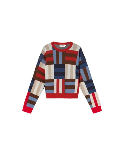 Thinking Mu Women's Red Multicolor Philis Knitted Sweater
