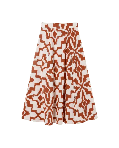 Thinking Mu Women's Red Orange Illusion Tora Skirt