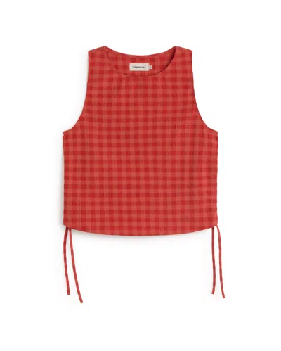 Thinking Mu Women's Red Seersucker Top Florence In Brown