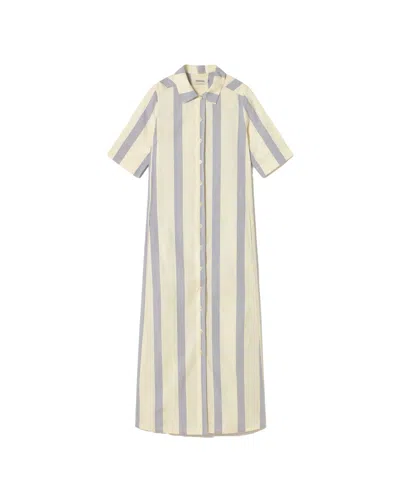 Thinking Mu Women's White Blue Striped Dress Gianna