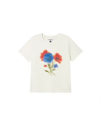 Thinking Mu Women's White Blurry Flower Ida T-shirt