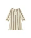 Thinking Mu Women's White Striped Dress Maria In White