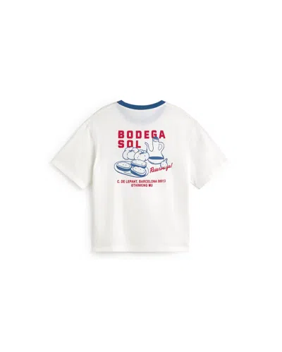 Thinking Mu Women's White Contrast Blue T-shirt Sunny Lucia Wine Cellar In Multi