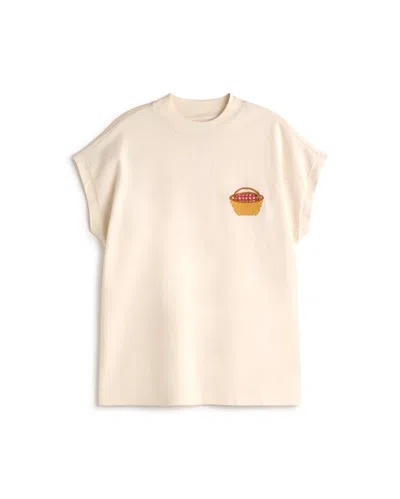 Thinking Mu Women's White Embroidered Basket Volta T-shirt