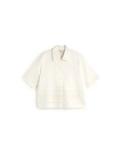 Thinking Mu Women's White Embroidered Blouse Ane