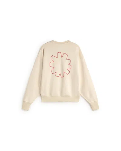 Thinking Mu Women's White Hand-embroidered Sweatshirt Sonne Jodie