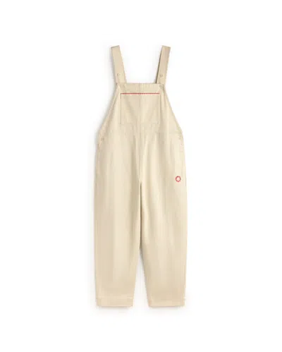 Thinking Mu Women's White Light Hand-embroidered Dungarees In Neutral