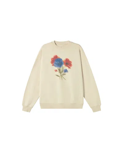 Thinking Mu Women's White Sweatshirt Blurry Flower Jimena
