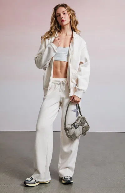 Third Charm Women's 333 Charm Zip Up Oversized Hoodie In Off White