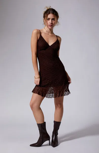 Third Charm Women's Anya Lace Mini Dress In Brown