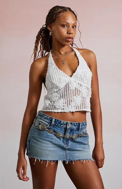 Third Charm Women's Ashtin Floral Knit Halter Top In White