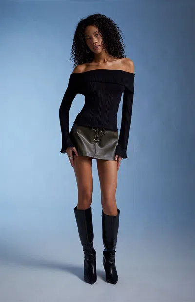 Third Charm Women's Blake Sheer Off-the-shoulder Sweater In Black