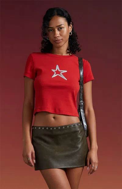 Third Charm Women's Chrome Star Baby T-shirt In Red