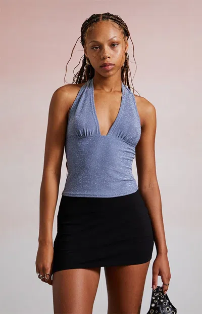 Third Charm Women's Gina Shine Halter Top In Lilac In Blue