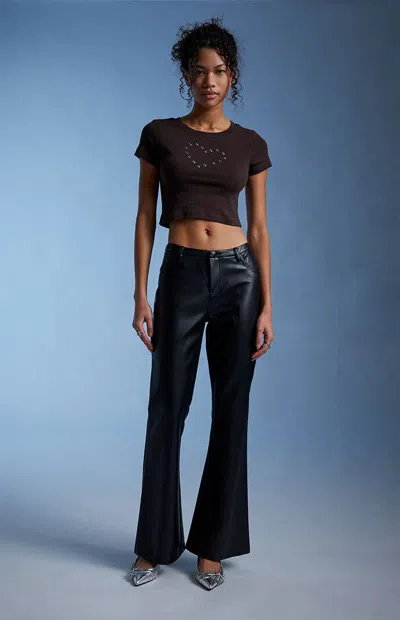 Third Charm Women's Heart Grommet Baby T-shirt In Brown In Black