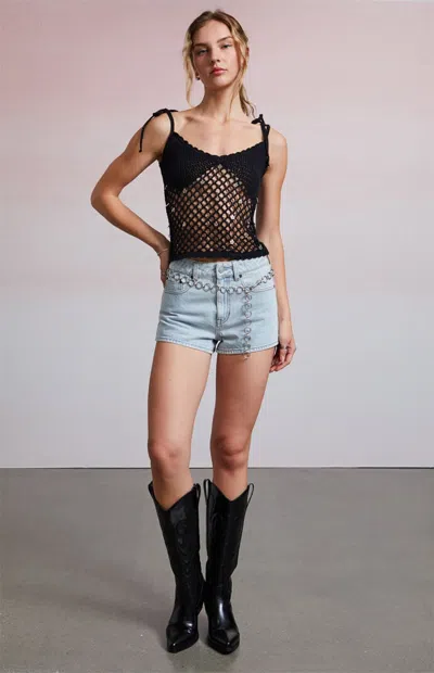 Third Charm Women's Nathalia Charmed Crochet Tank Top In Black