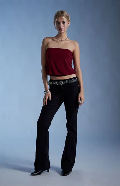 Third Charm Women's Penelope Strapless Bubble Tube Top In Burgandy/grey In Burgundy