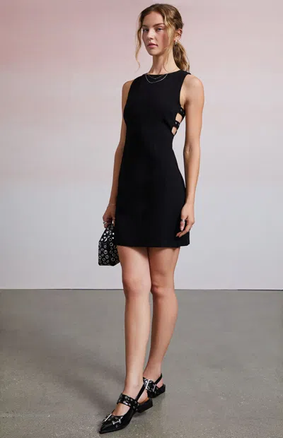 Third Charm Women's Riley Buckle Denim Mini Dress In Black