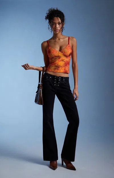 Third Charm Women's Rosie Tank Top In Red/ Green In Orange