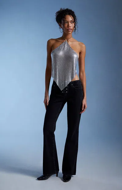 Third Charm Women's Sheana Chainmail Handkerchief Top In Silver