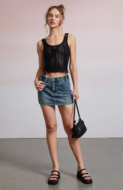 Third Charm Women's Simone Crochet Corset Top In Black