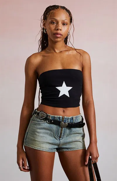 Third Charm Women's Star Tube Top In Black/white