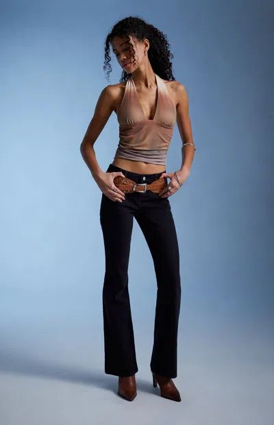 Third Charm Women's Vanessa Deep V Halter Top In Orange/brown In Multi