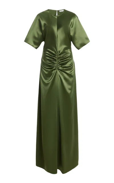 Third Form Anchored Satin Maxi Dress In Olive