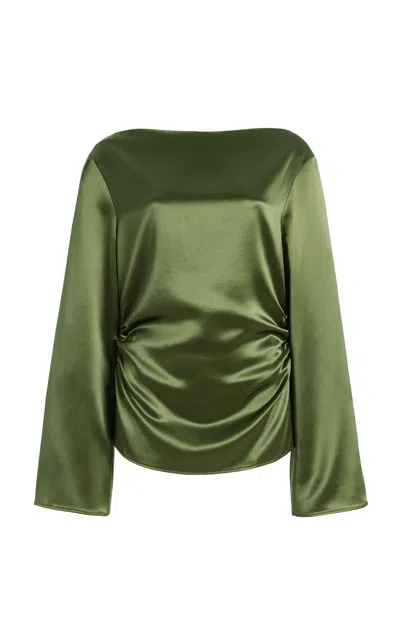 Third Form Anchored Satin Top In Olive