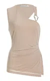 Third Form Asymmetric Twisted Jersey Tank Top In Grey