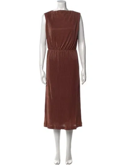 Pre-owned Third Form Bateau Neckline Midi Length Dress In Neutral