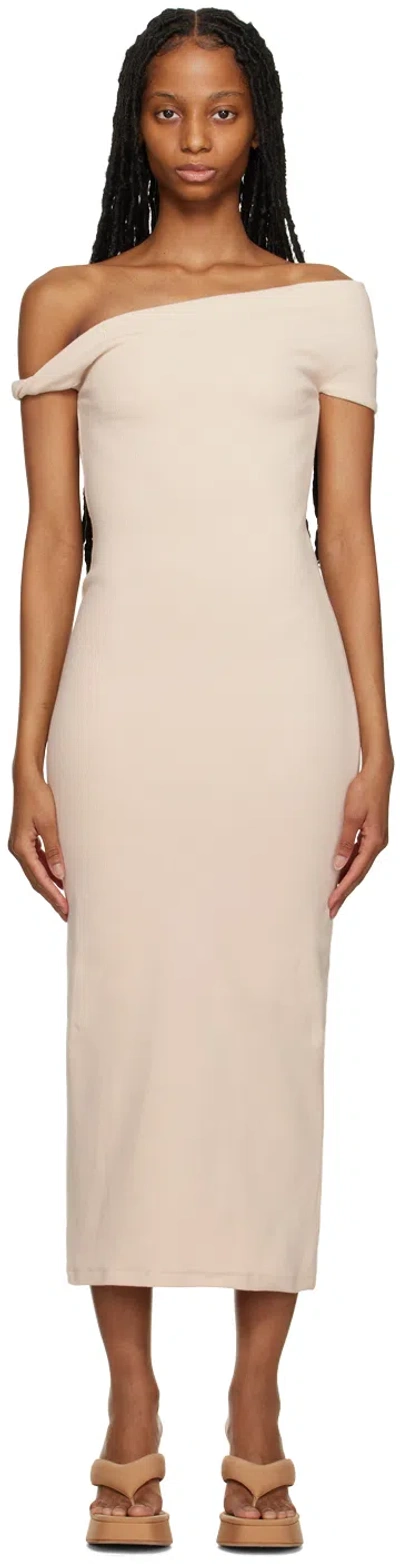 Third Form Beige Intertwined Midi Dress In Bone