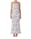 Third Form Bias Strapless Dress In Blue Bell Floral In White