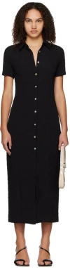 Third Form Black Button Midi Dress In Black
