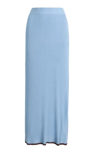 Third Form Bound Knit Midi Skirt In Blue
