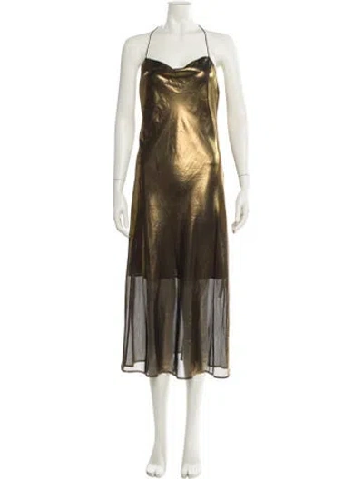 Pre-owned Third Form Cowl Neck Long Dress In Gold