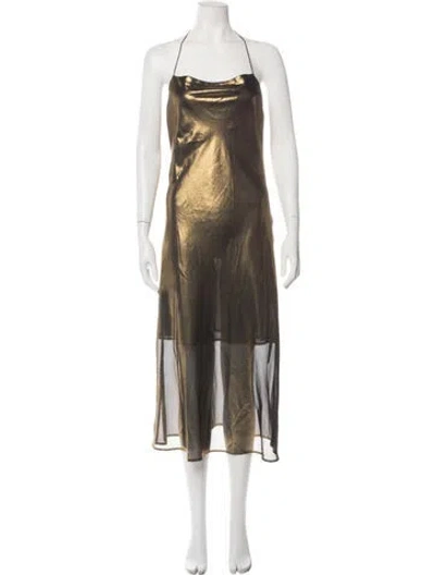 Pre-owned Third Form Cowl Neck Long Dress In Gold