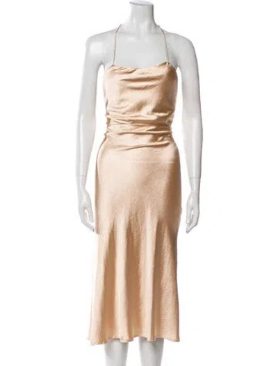 Pre-owned Third Form Cowl Neck Long Dress In Neutral