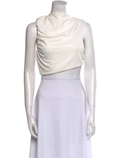 Pre-owned Third Form Cowl Neck Sleeveless Crop Top In Neutral